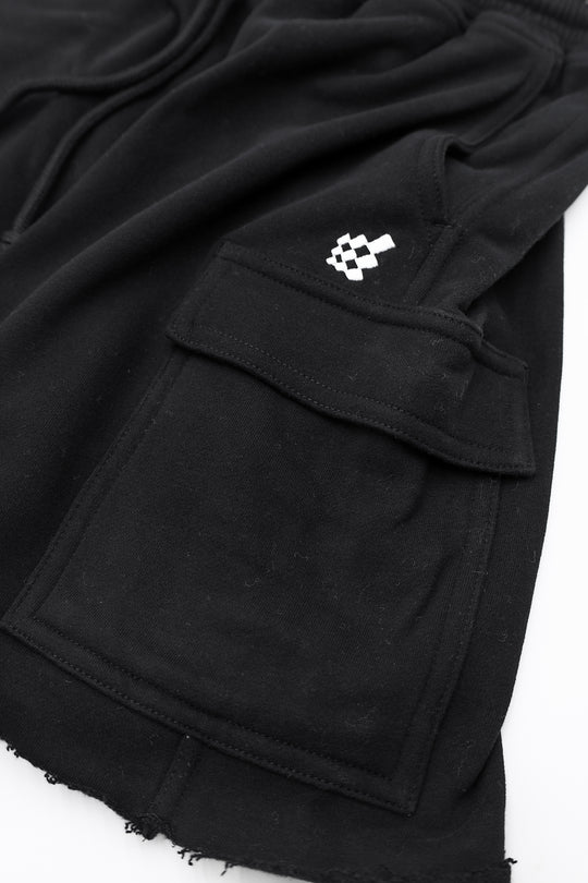 Comfort-Fit Cargo Sweat Shorts - Black