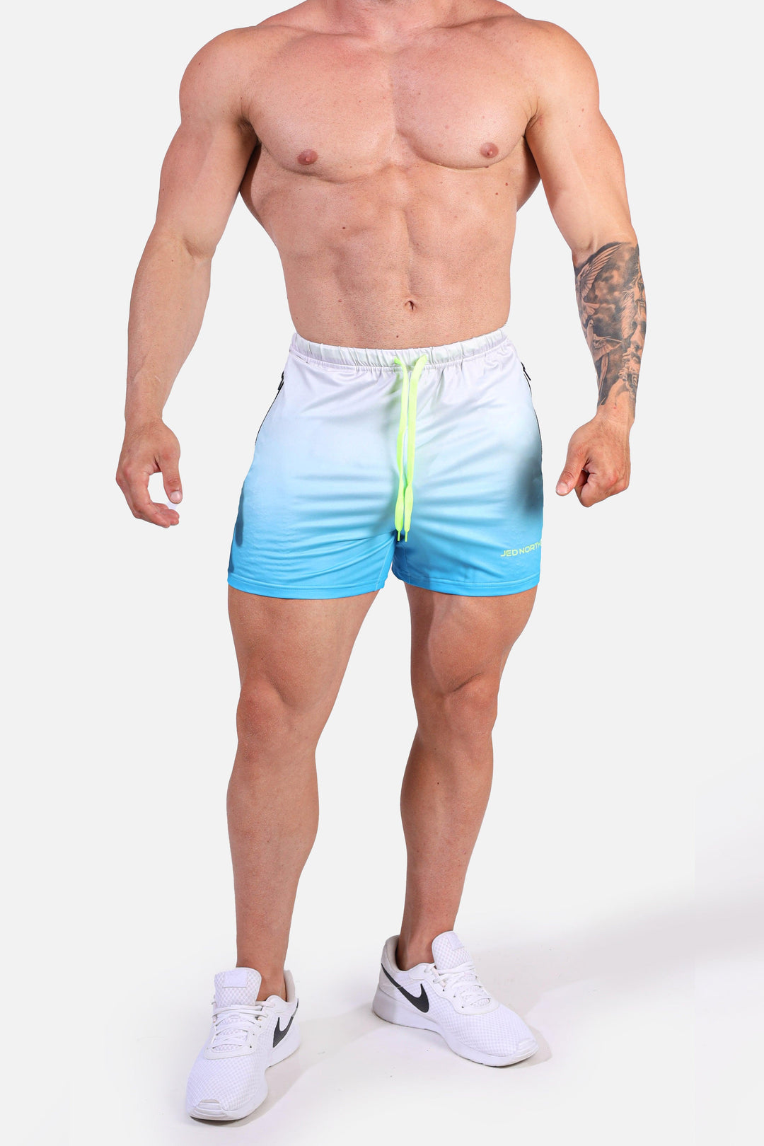 Agile Bodybuilding 4'' Shorts w Zipper Pockets - Blue Ombre