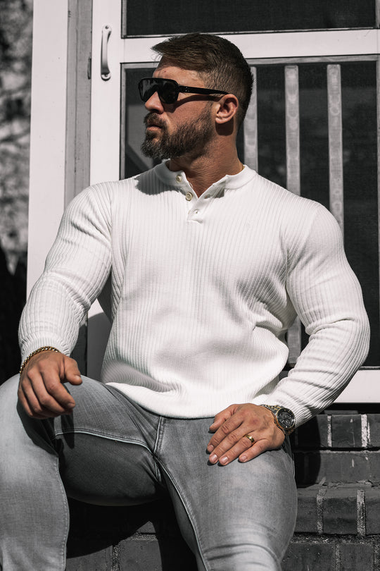 Classic Henley Sweater - Cream