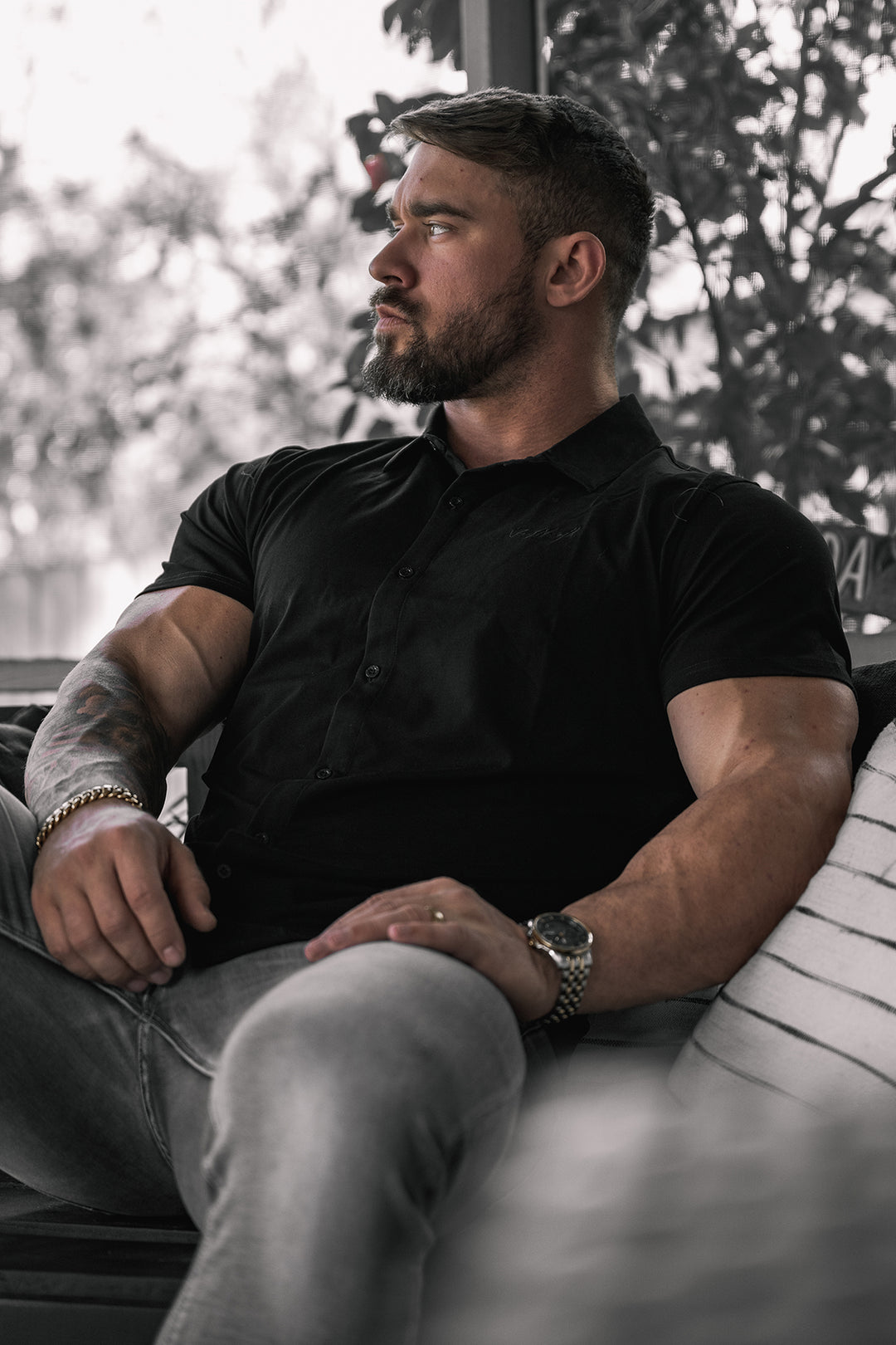 Flex Premium Stretch Button-Up Shirt - Onyx Black