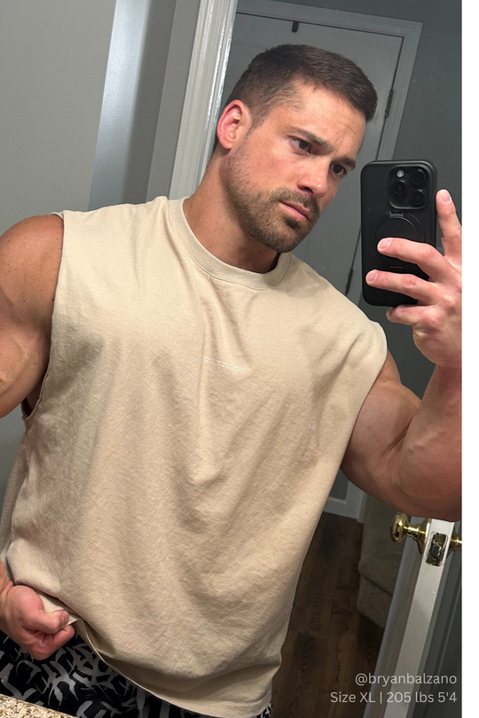 Box Cut Muscle Tee - Light Khaki