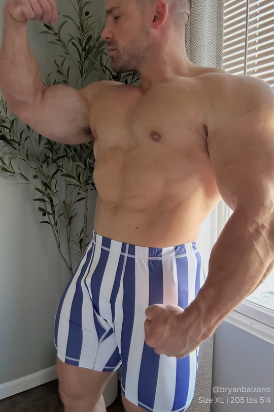Retro Bodybuilding Shorts - Blue & White