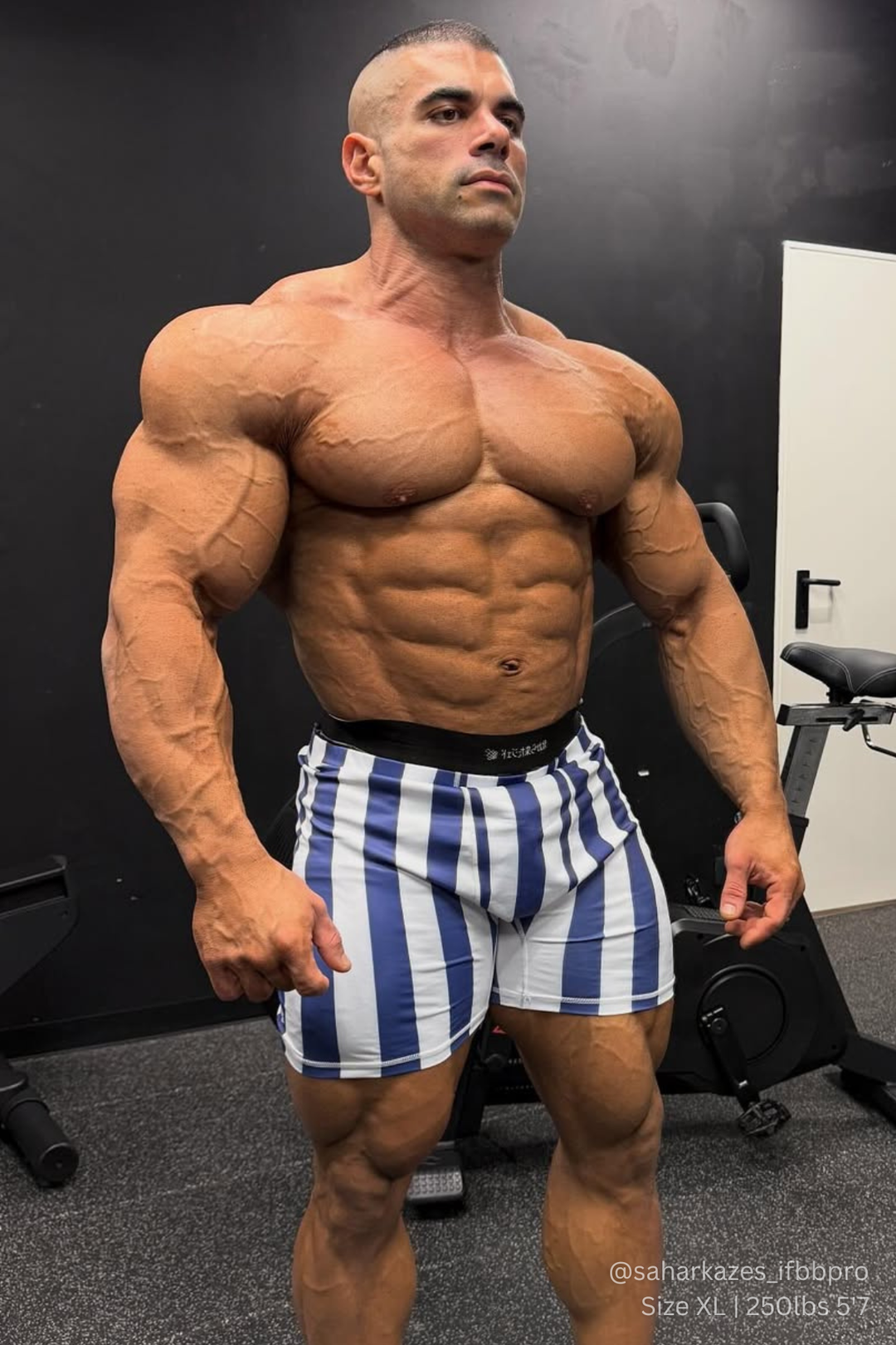 Retro Bodybuilding Shorts - Blue & White