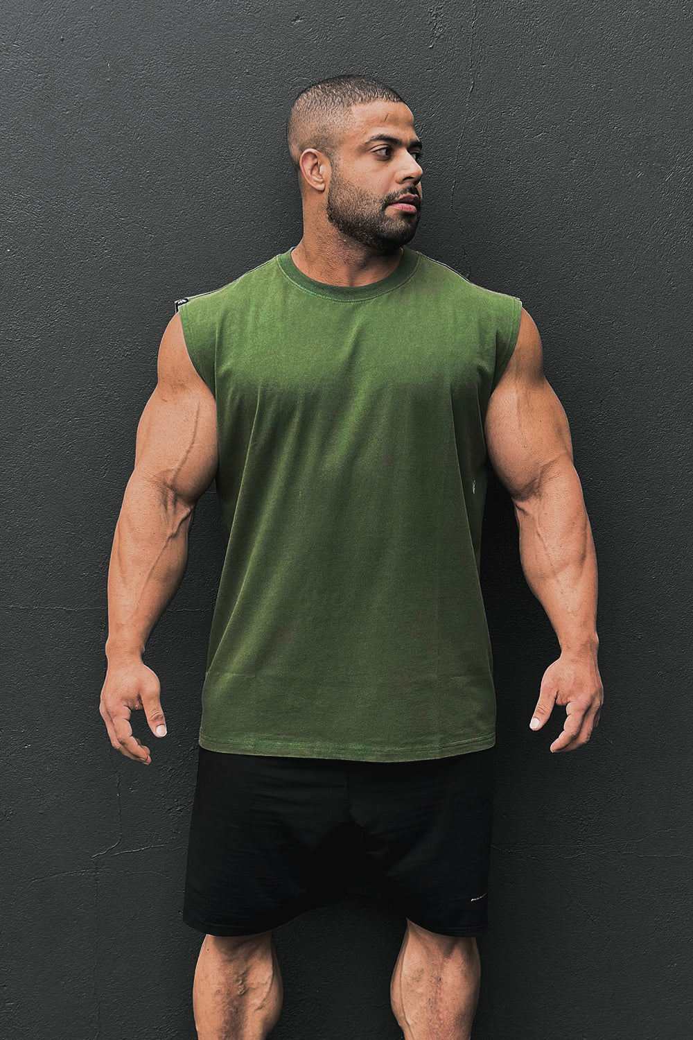 Retro Oversized Muscle Tee - Forest Green