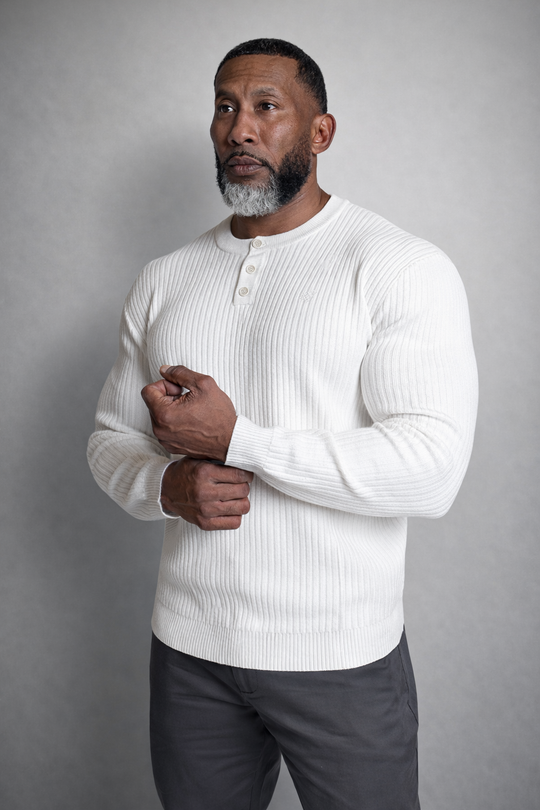 Classic Henley Sweater - Cream