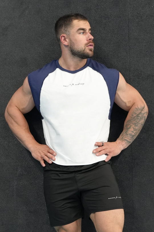 Raglan Sleeveless Muscle Tank - Navy