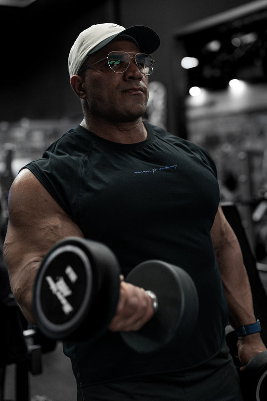 Raglan Sleeveless Muscle Tank - All Black