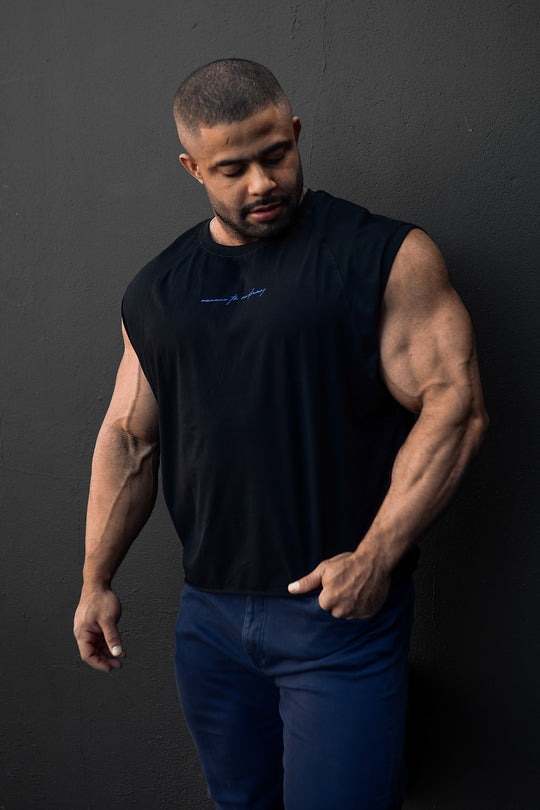 Raglan Sleeveless Muscle Tank - All Black