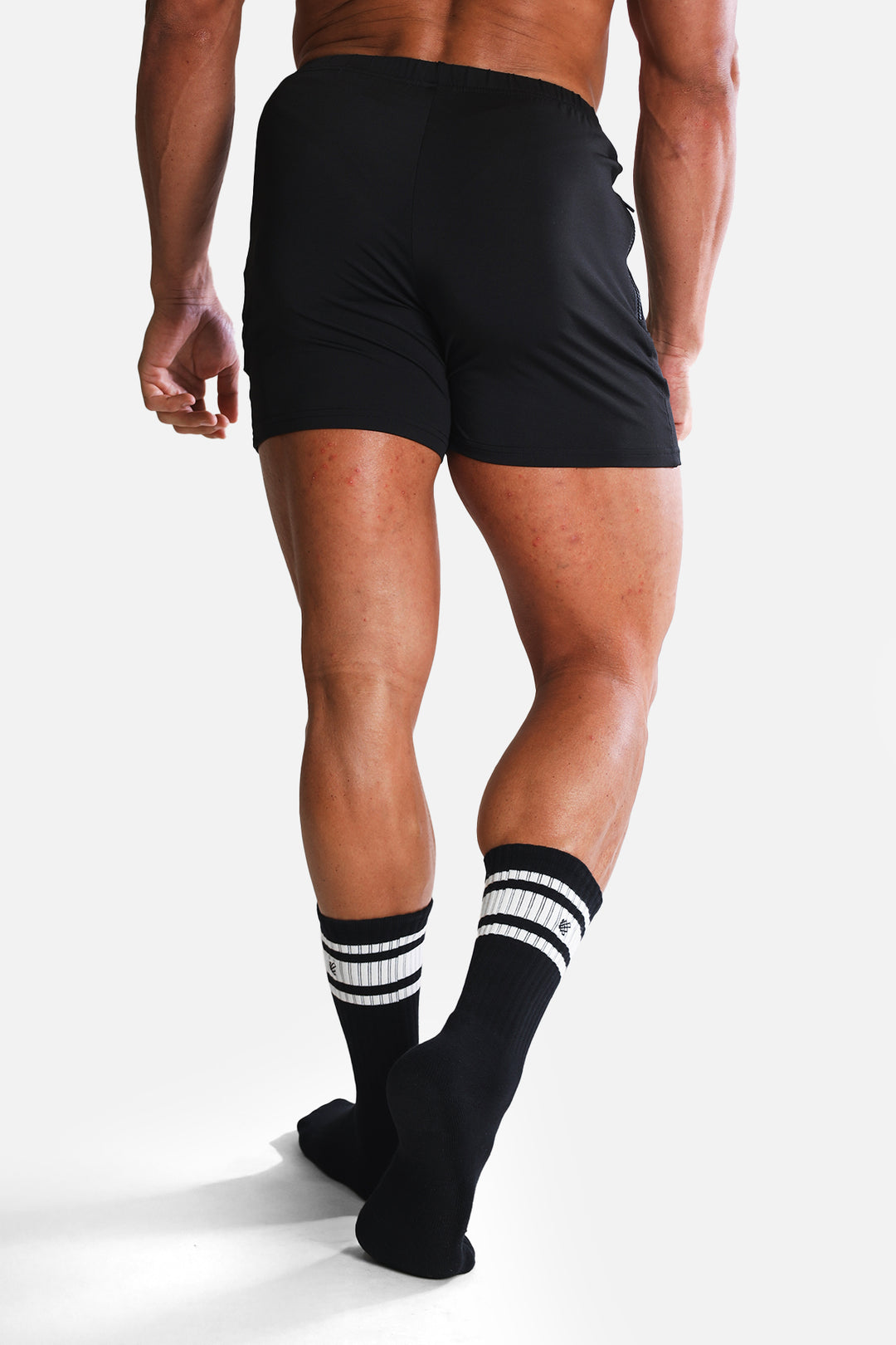 Men's Striped Crew Socks - Black