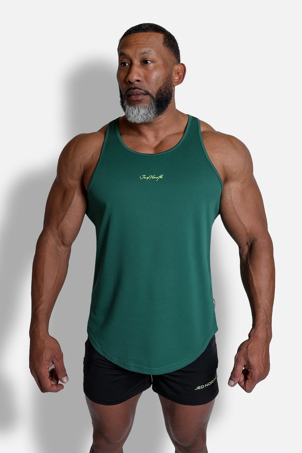 Fast-Dry Bodybuilding Workout Stringer - Green w/ Neon Logo