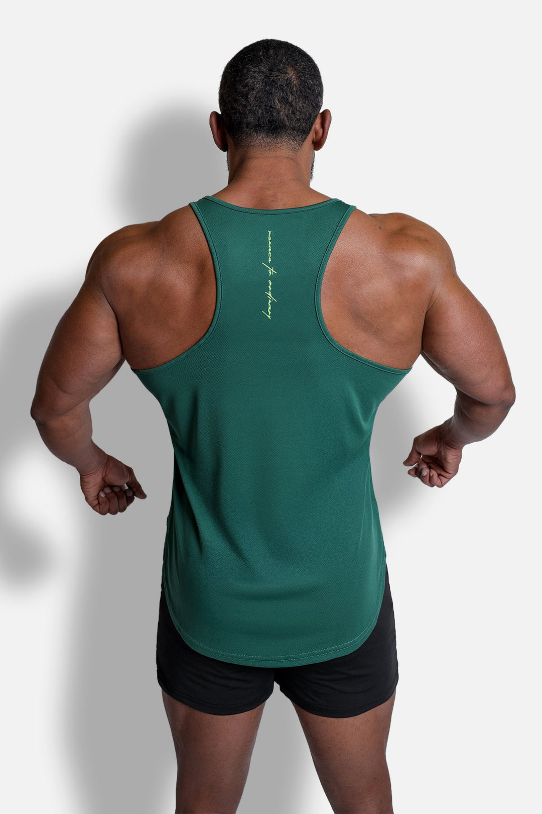 Fast-Dry Bodybuilding Workout Stringer - Green w/ Neon Logo