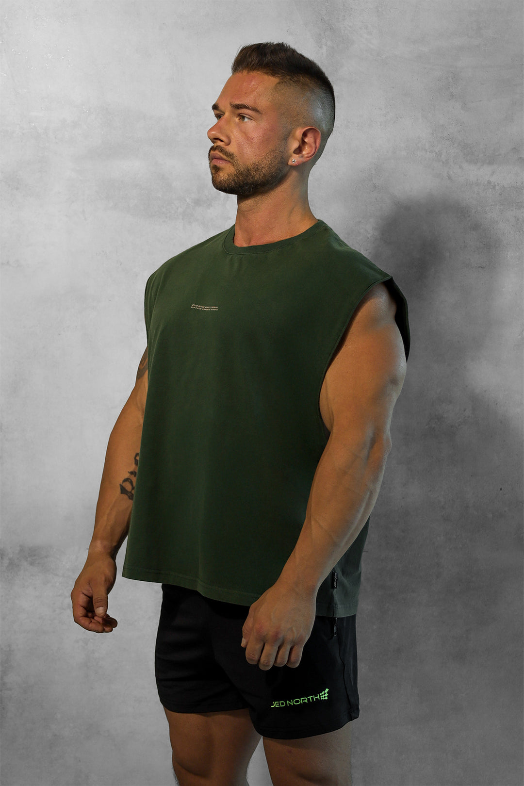 Box Cut Muscle Tee - Forest Green