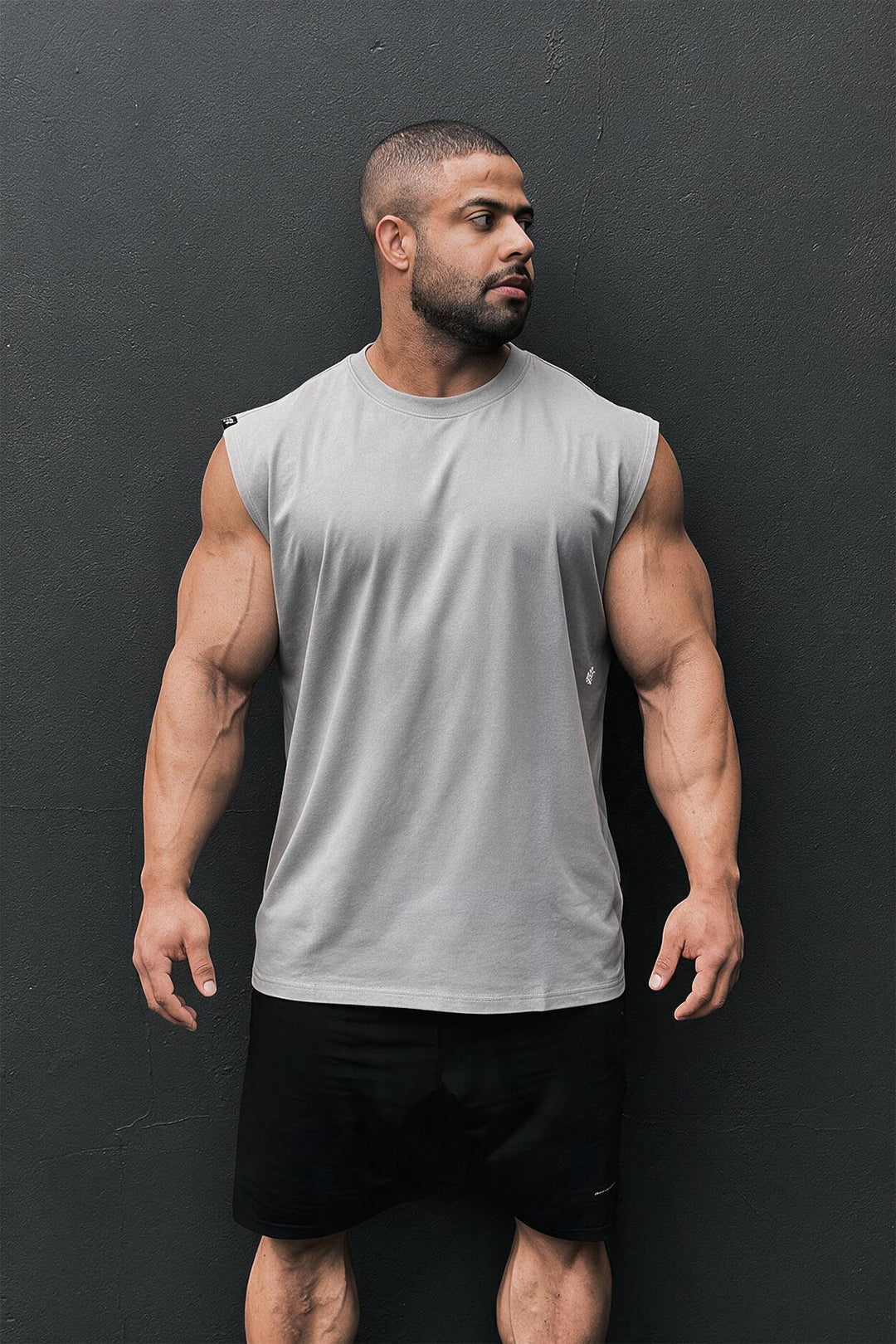 Retro Oversized Muscle Tee - Light Gray