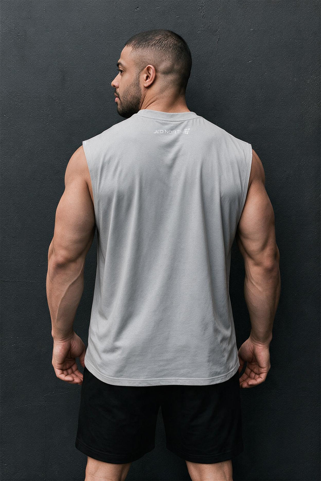Retro Oversized Muscle Tee - Light Gray