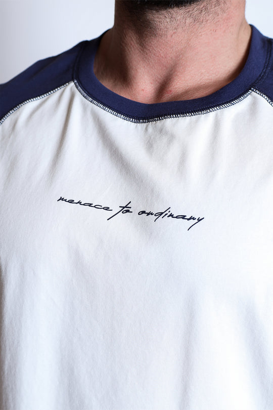 Raglan Sleeveless Tank Top - White & Navy