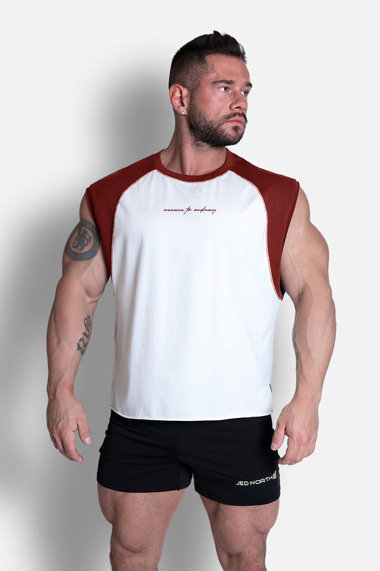 Raglan Sleeveless Tank Top - Brick Red