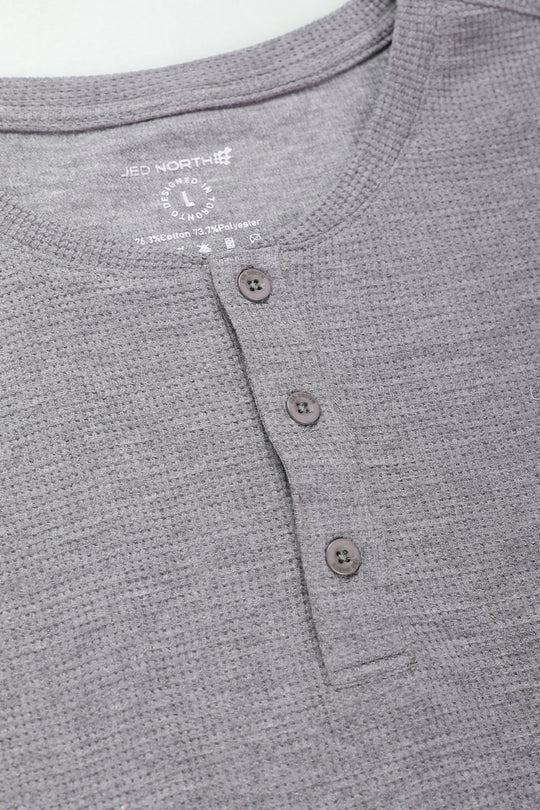 Waffle Henley T-Shirt - Light Gray