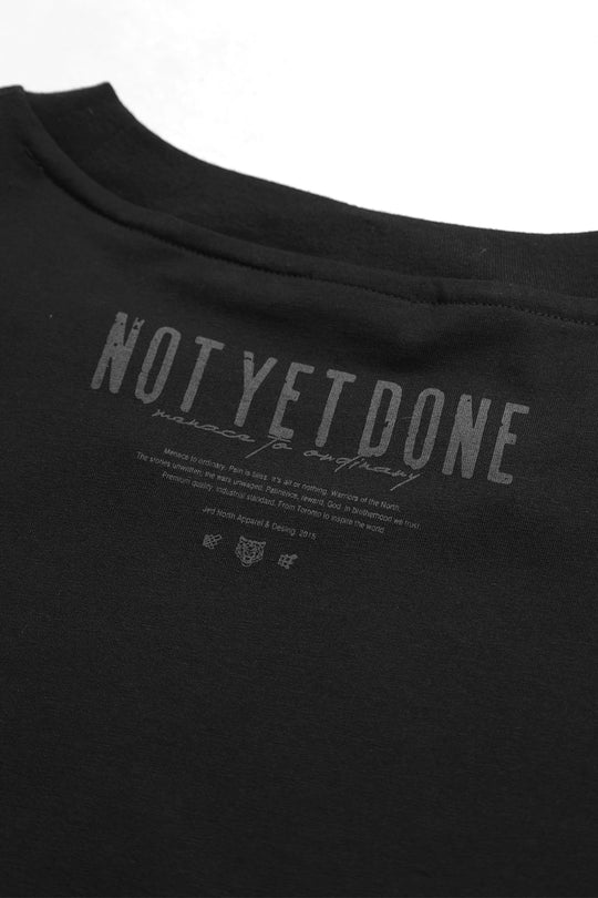 Oversized Raw-Cut Cropped Tee - Black