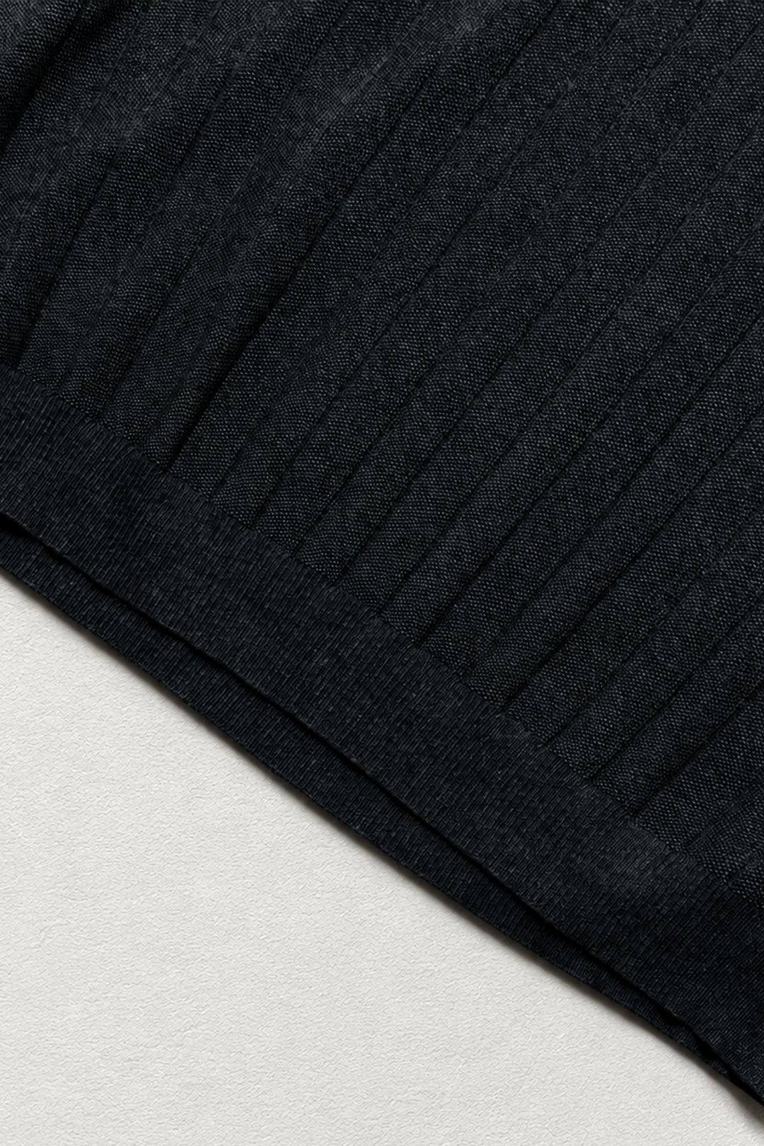 Rib Knit Collared Polo  - Onyx Black