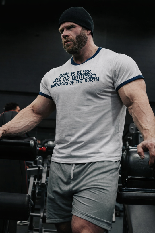 Muscle-Fit Ringer Tee - White w/ Navy Trim