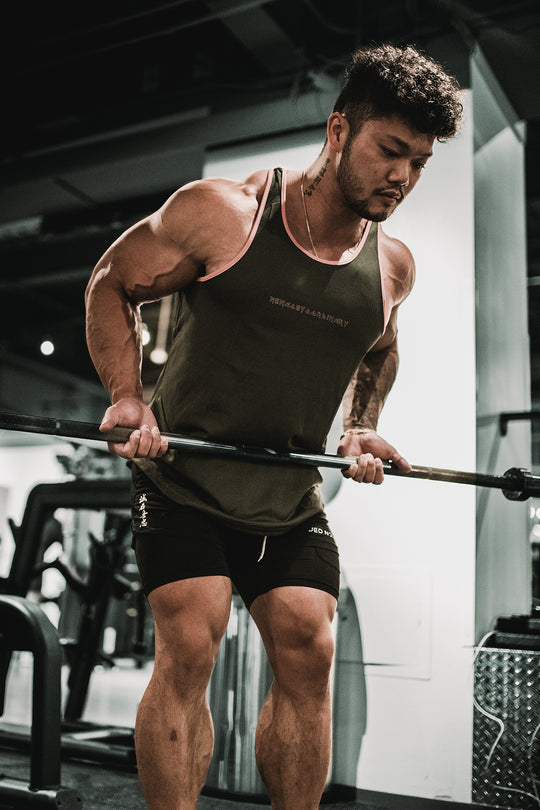 Fast-Dry Bodybuilding Workout Stringer - Gray w Pink