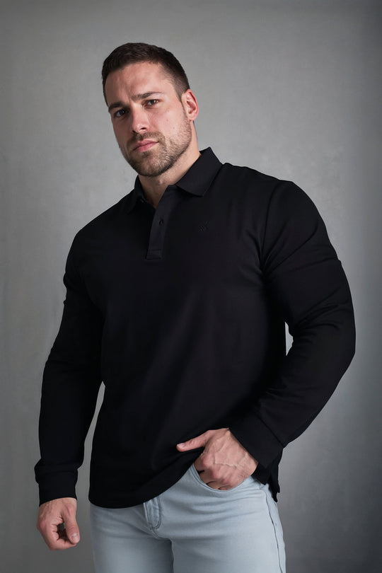Polo Button-Up Longsleeve - Black