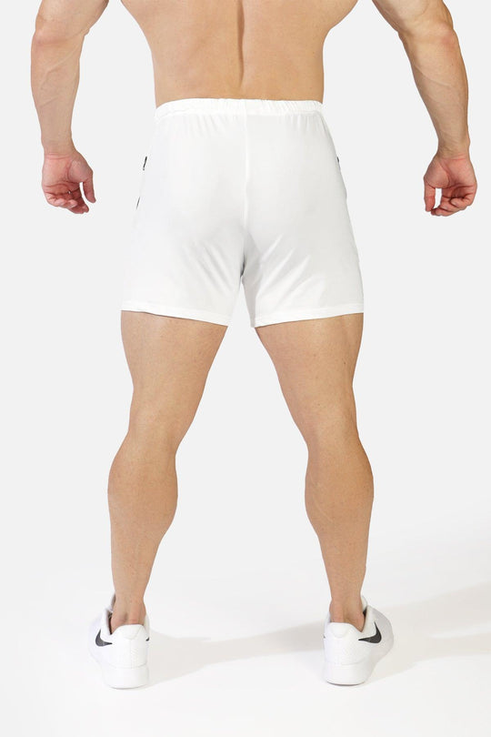 Agile Bodybuilding 4'' Shorts w Zipper Pockets - White - Jed North